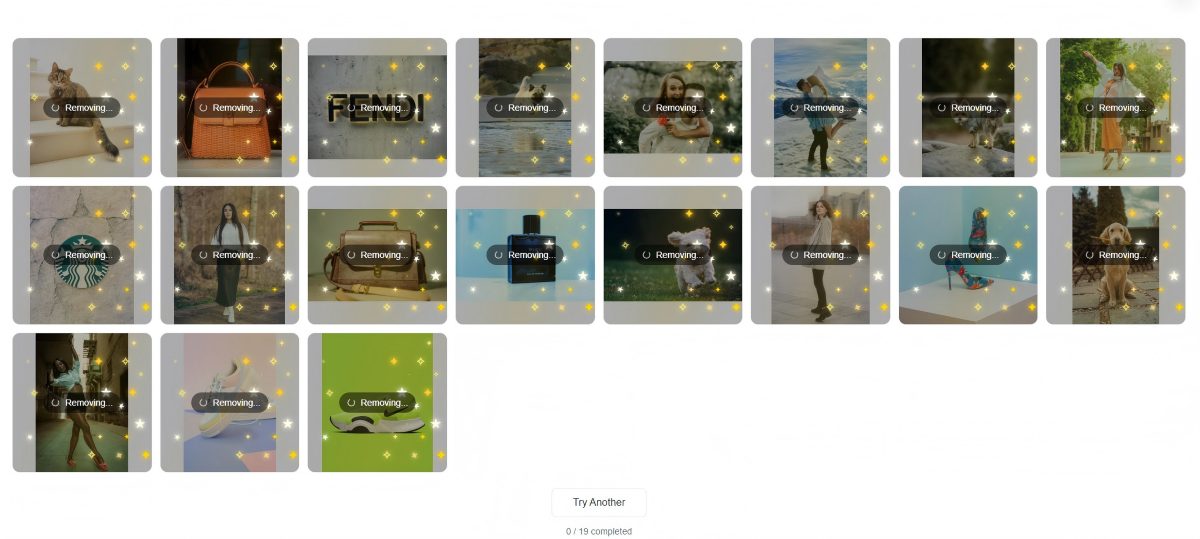 AI automatically detecting and removing backgrounds from multiple images at once